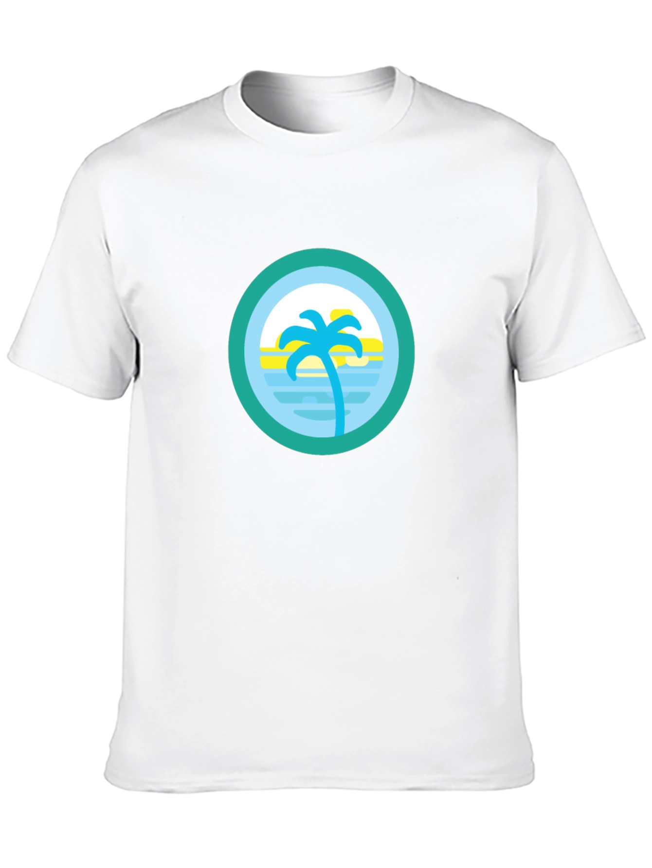 Tropical Palm Tree Circle Graphic Tee - Black