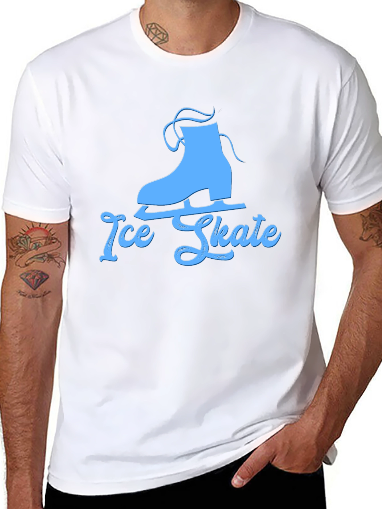 Ice Skate Graphic Tee - Black Cotton Shirt