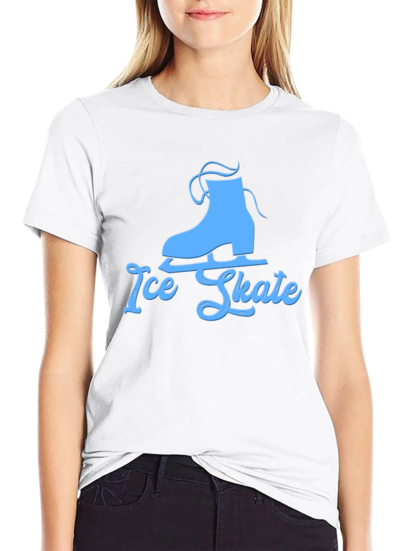 Ice Skate Graphic Tee - Black Cotton Shirt
