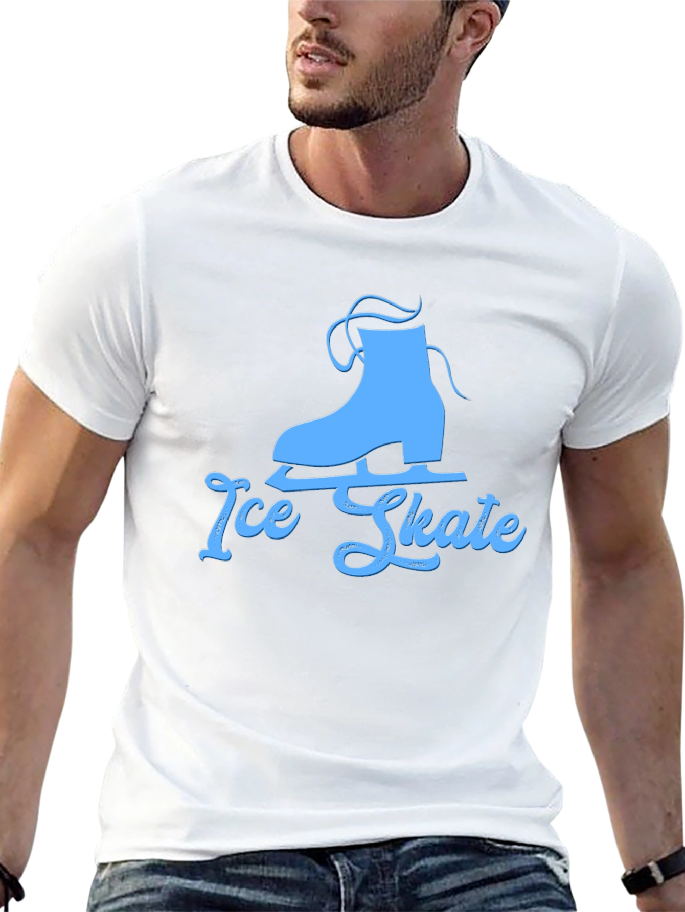 Ice Skate Graphic Tee - Black Cotton Shirt