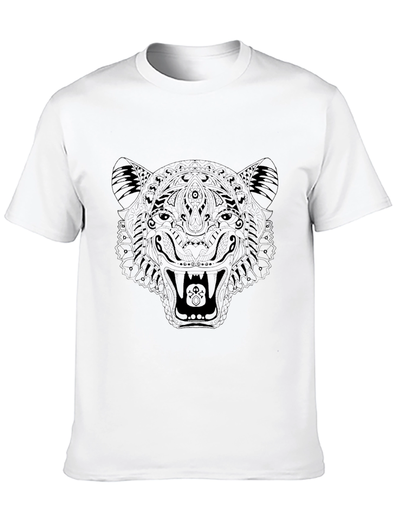 Mens Black Tiger Print Graphic T-Shirt