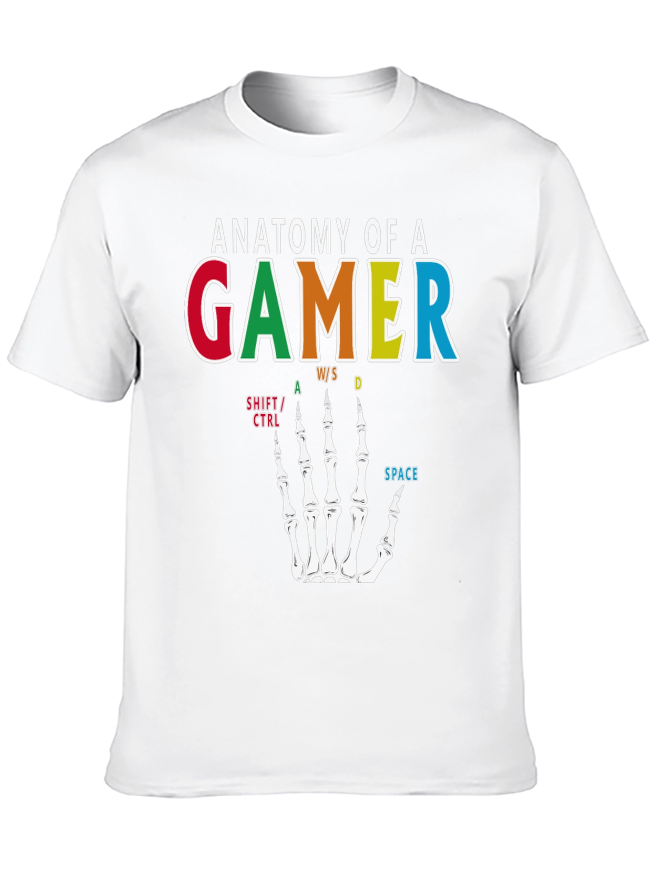 Anatomy of a Gamer T-Shirt - Skeleton Hand Design