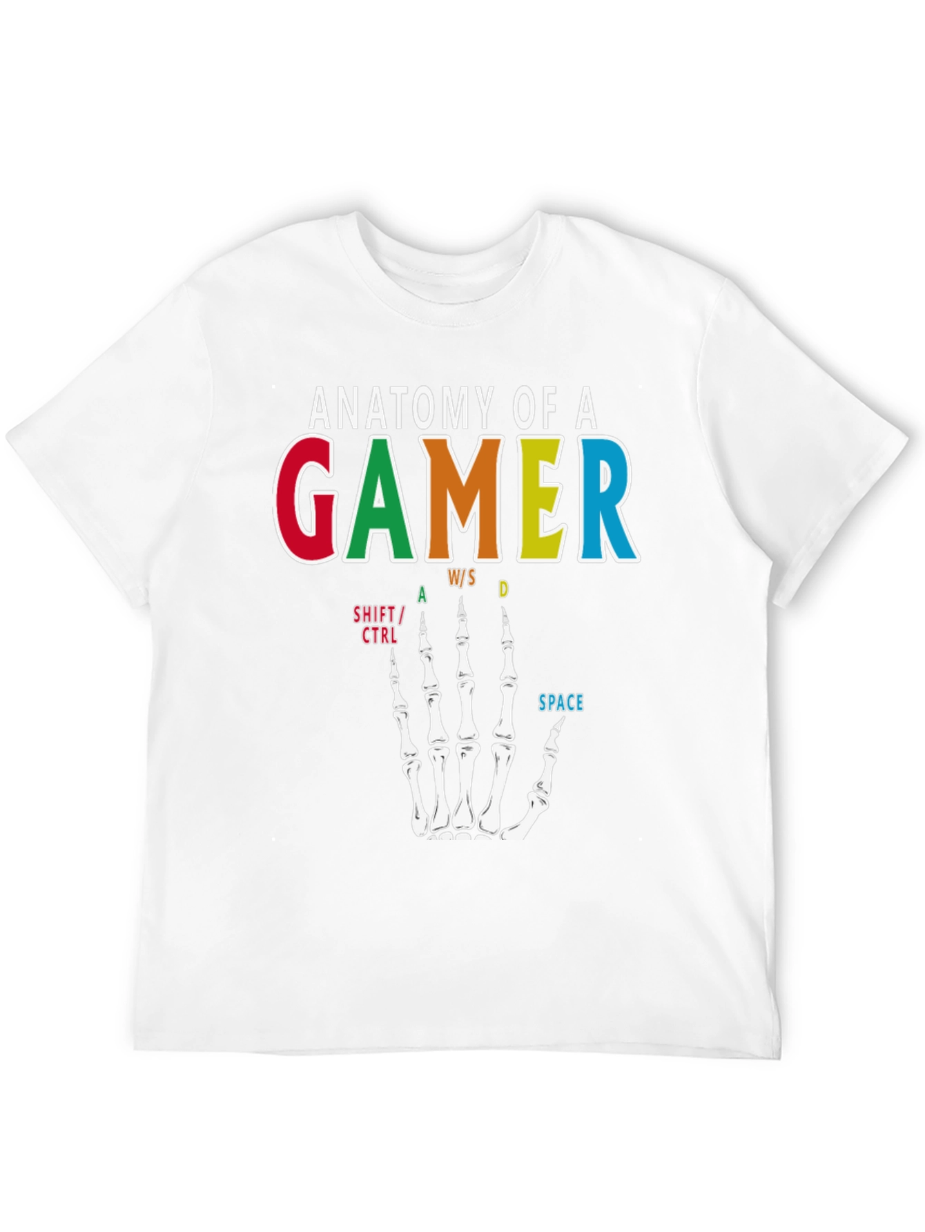 Anatomy of a Gamer T-Shirt - Skeleton Hand Design