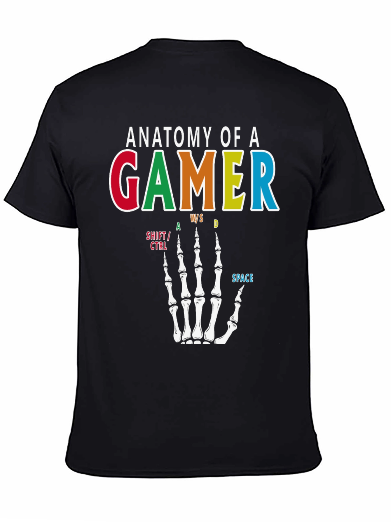 Anatomy of a Gamer T-Shirt - Skeleton Hand Design