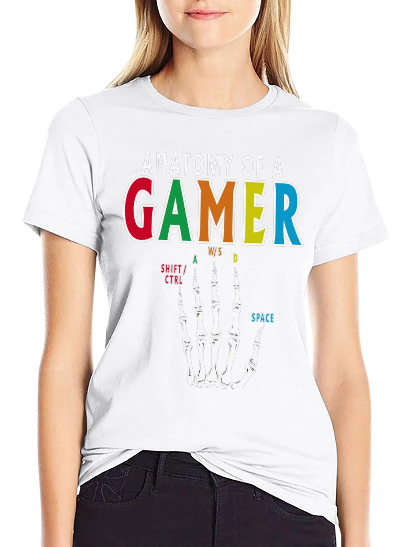 Anatomy of a Gamer T-Shirt - Skeleton Hand Design