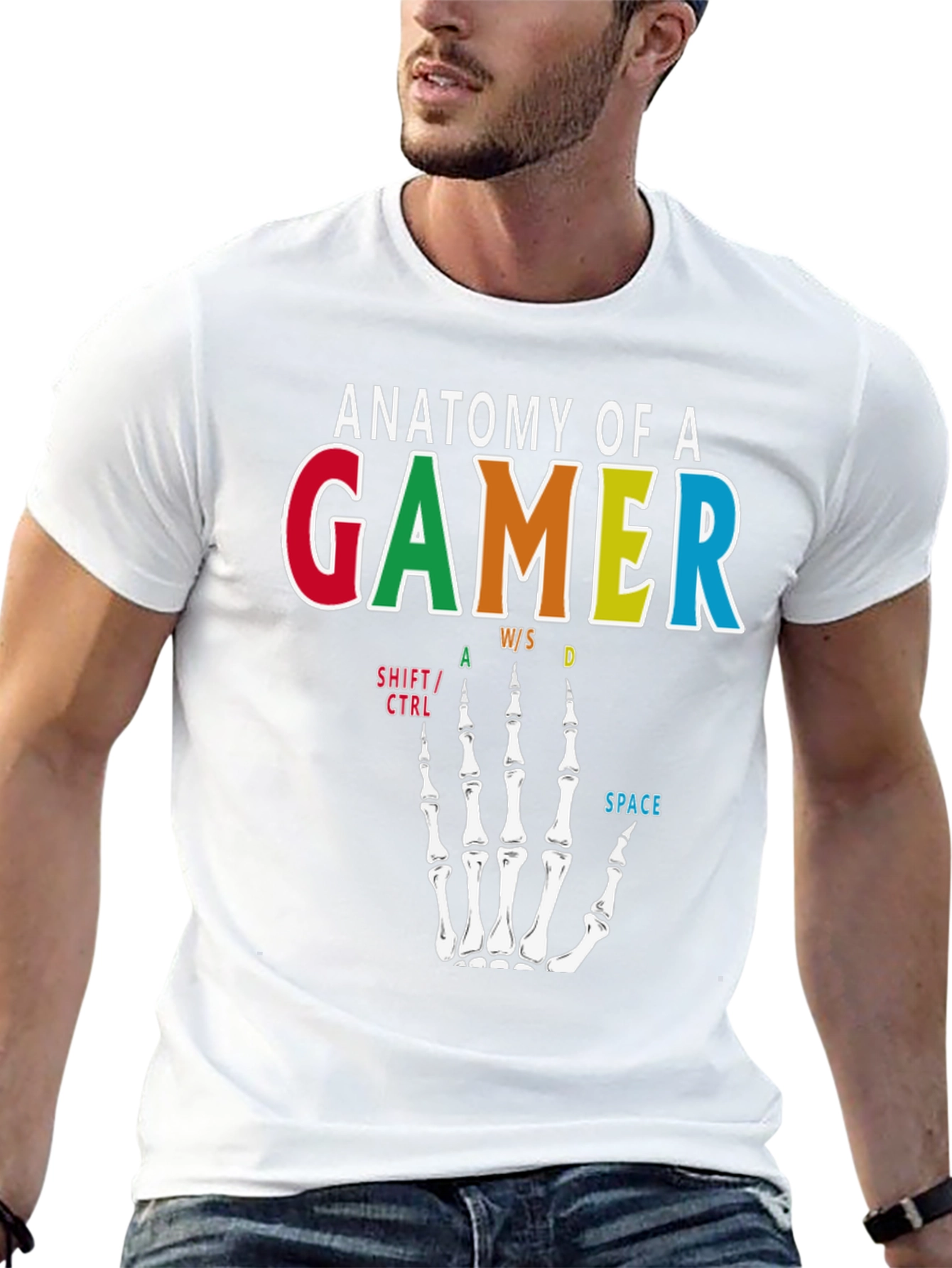 Anatomy of a Gamer T-Shirt - Skeleton Hand Design