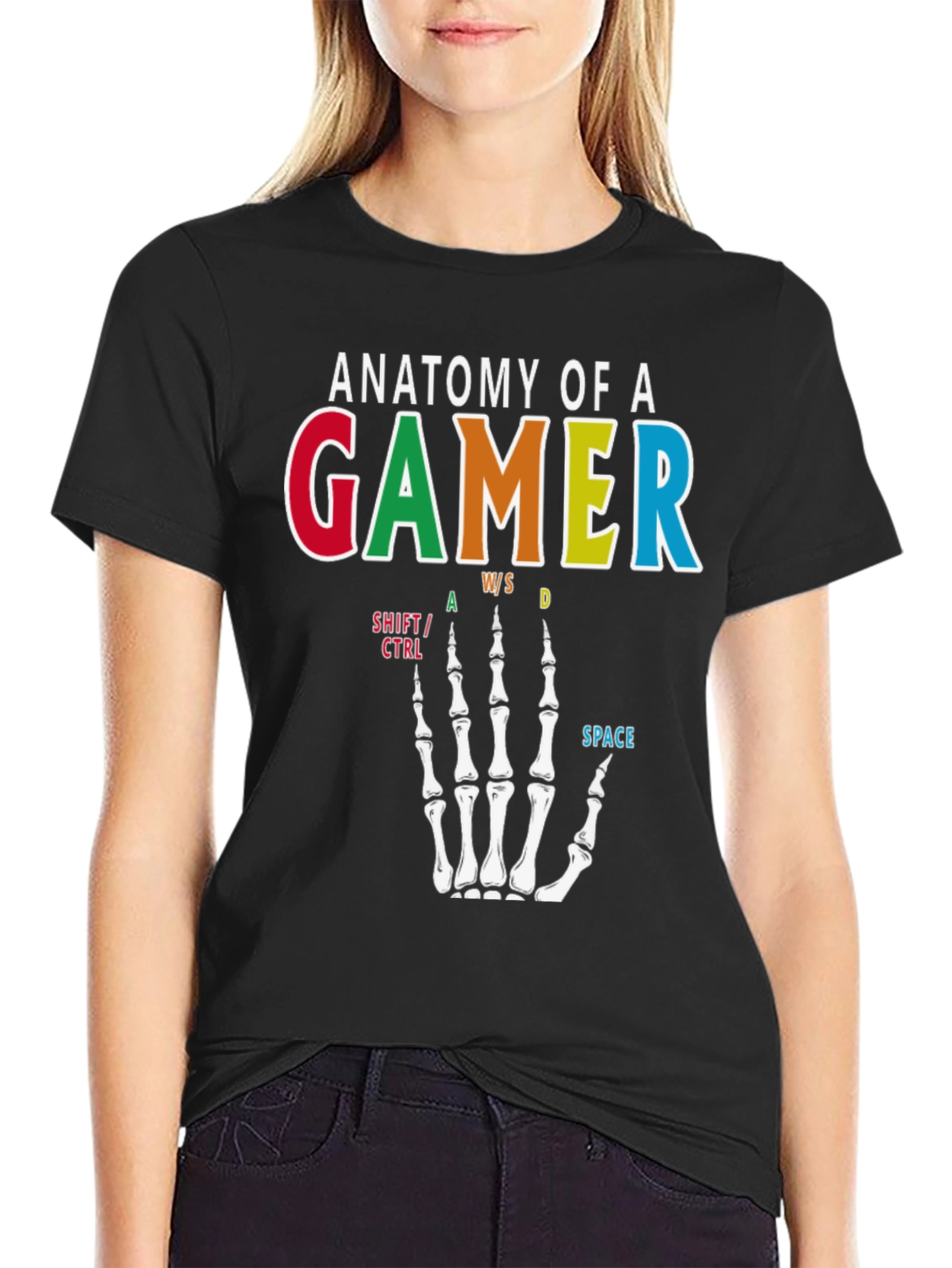 Anatomy of a Gamer T-Shirt - Skeleton Hand Design