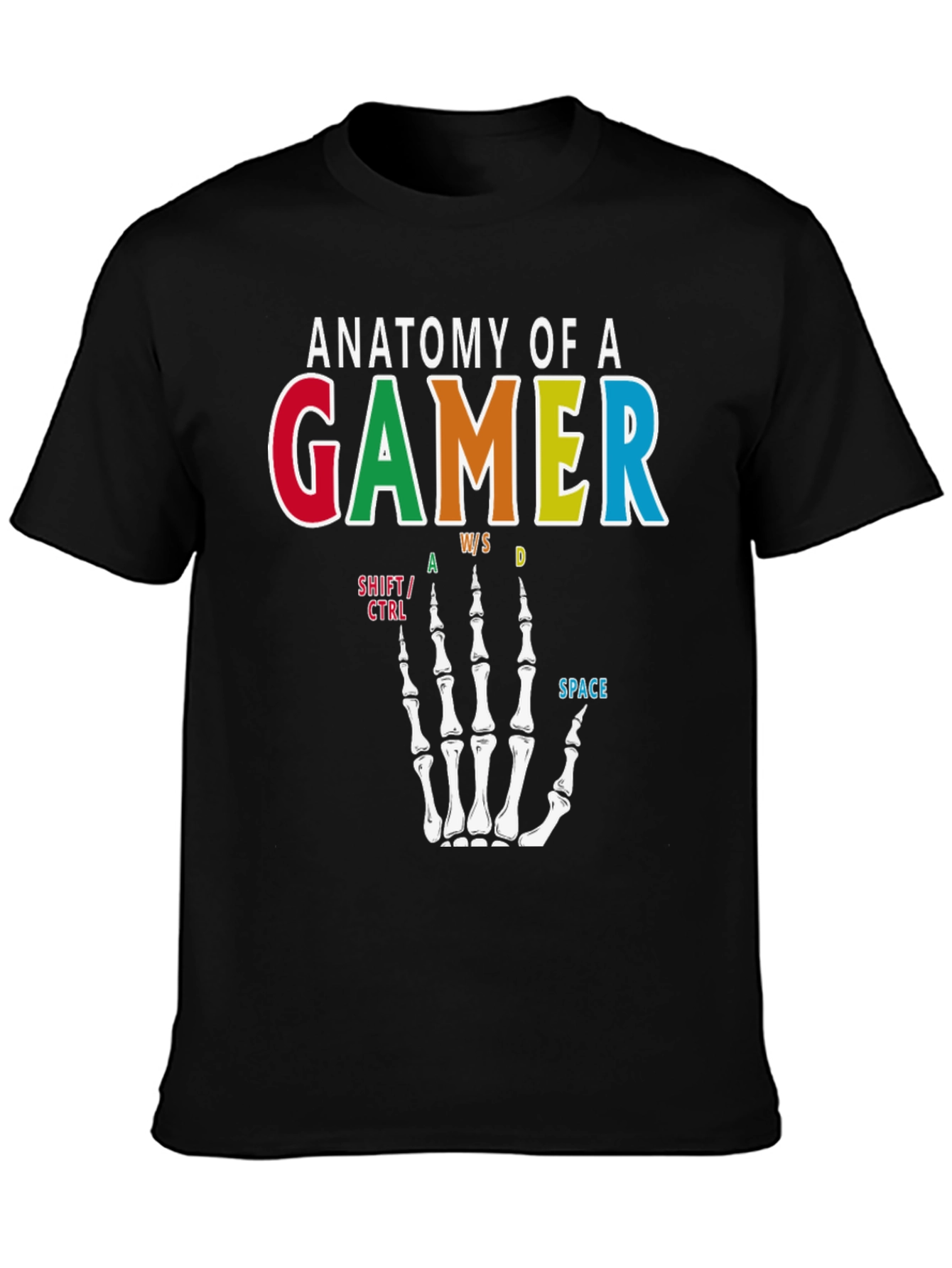 Anatomy of a Gamer T-Shirt - Skeleton Hand Design