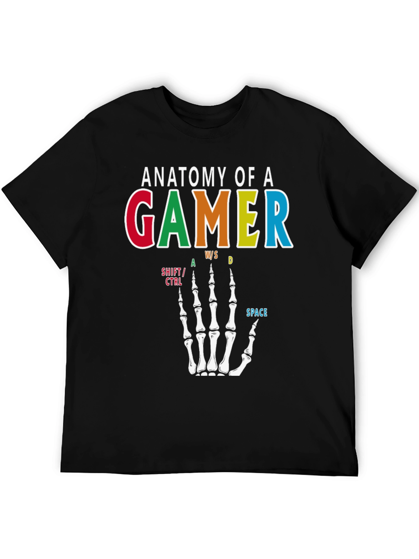 Anatomy of a Gamer T-Shirt - Skeleton Hand Design
