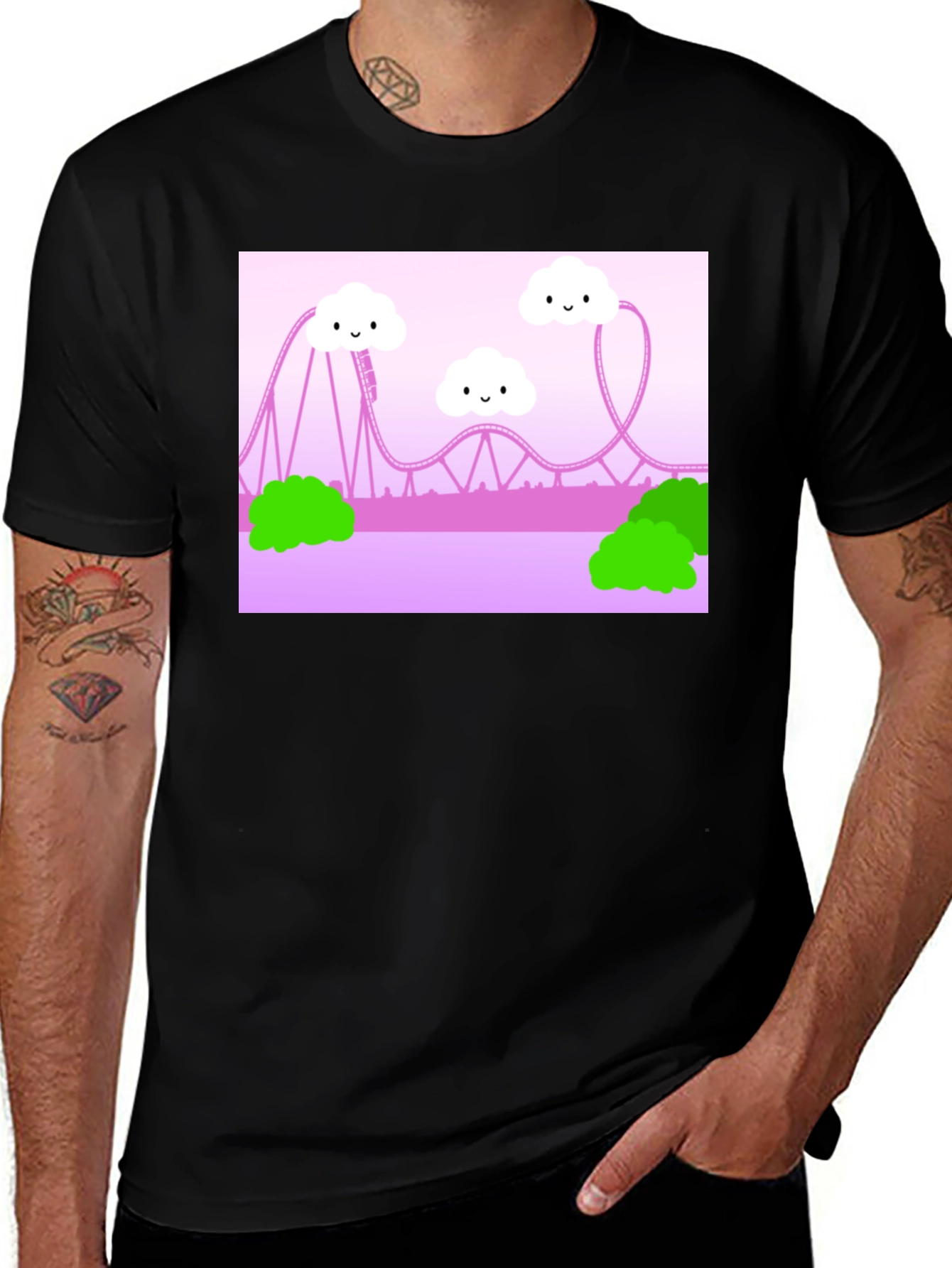 Cute Kawaii Roller Coaster Graphic Tee - Unisex