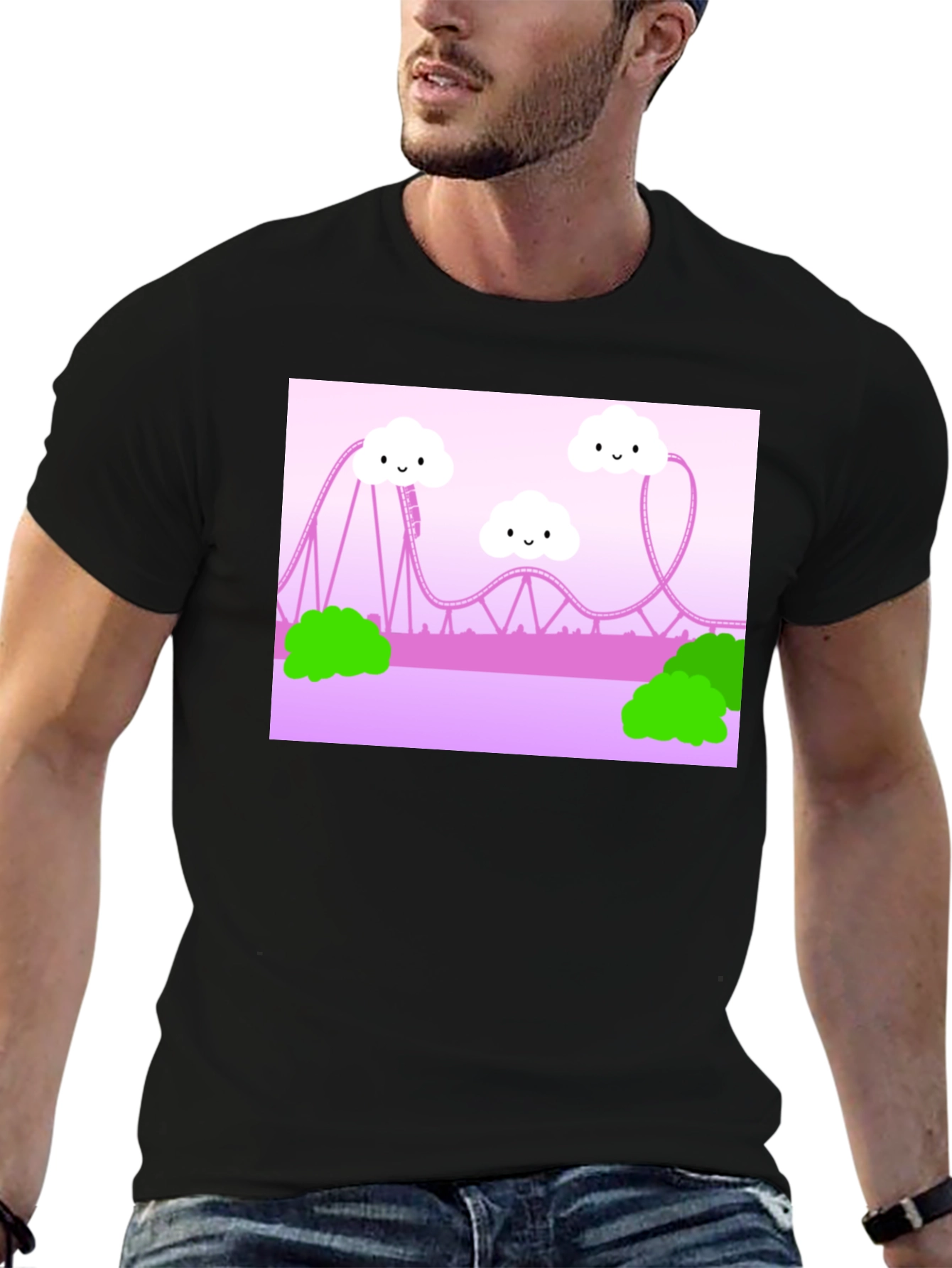 Cute Kawaii Roller Coaster Graphic Tee - Unisex