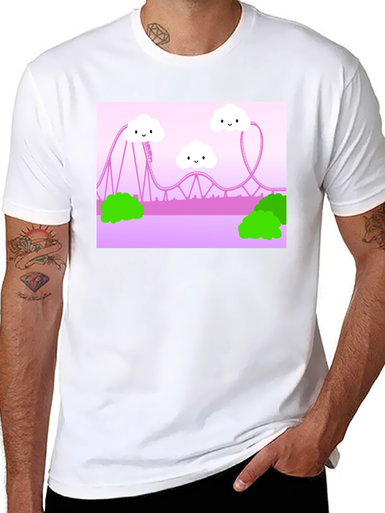 Cute Kawaii Roller Coaster Graphic Tee - Unisex