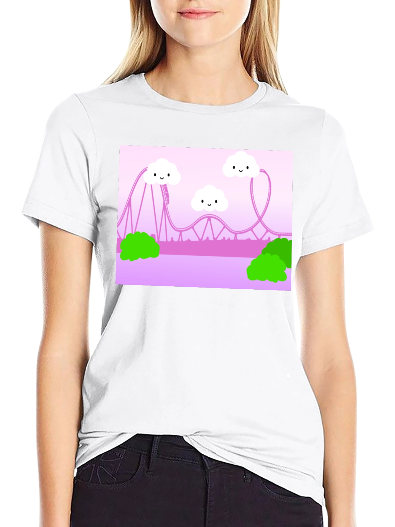 Cute Kawaii Roller Coaster Graphic Tee - Unisex