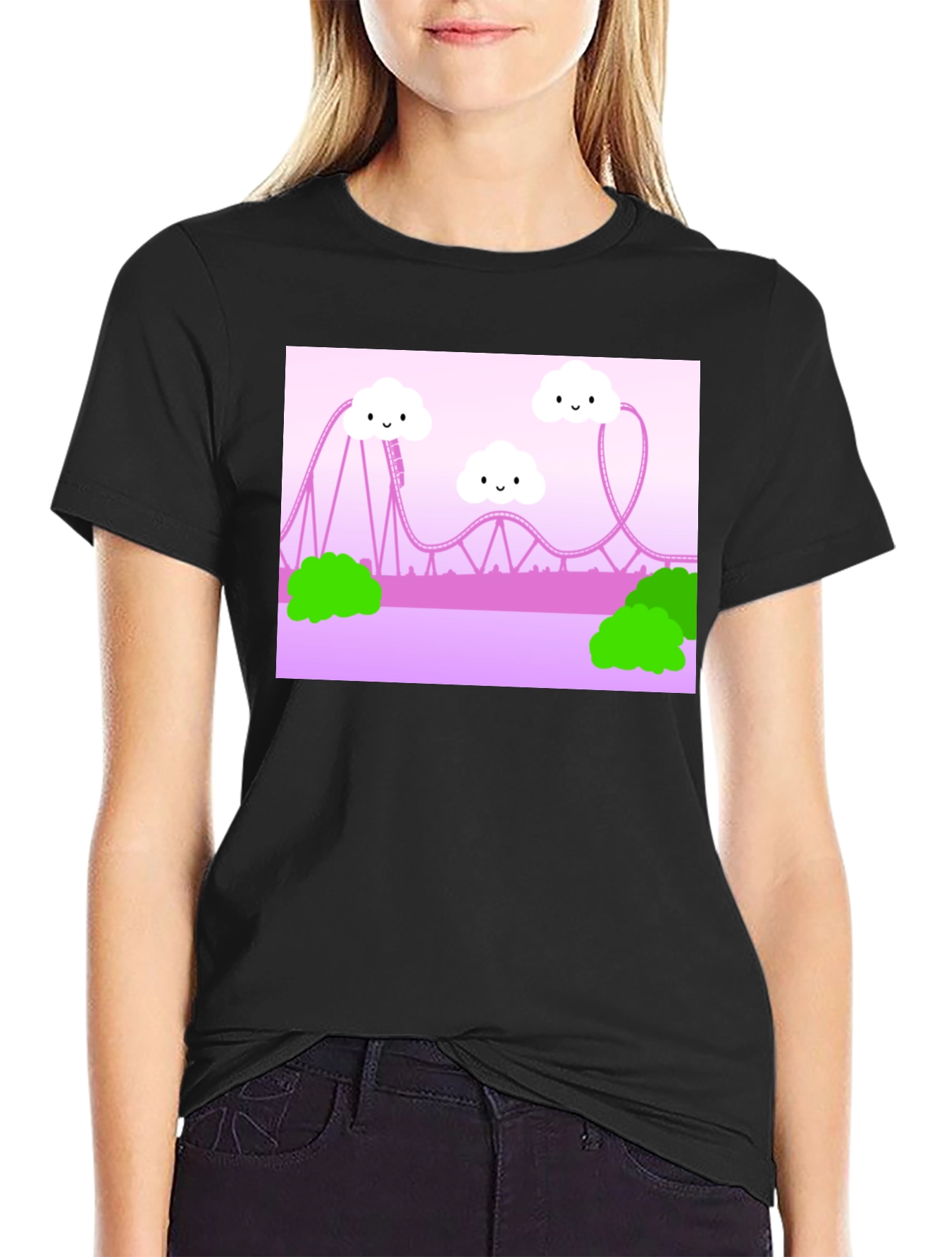 Cute Kawaii Roller Coaster Graphic Tee - Unisex