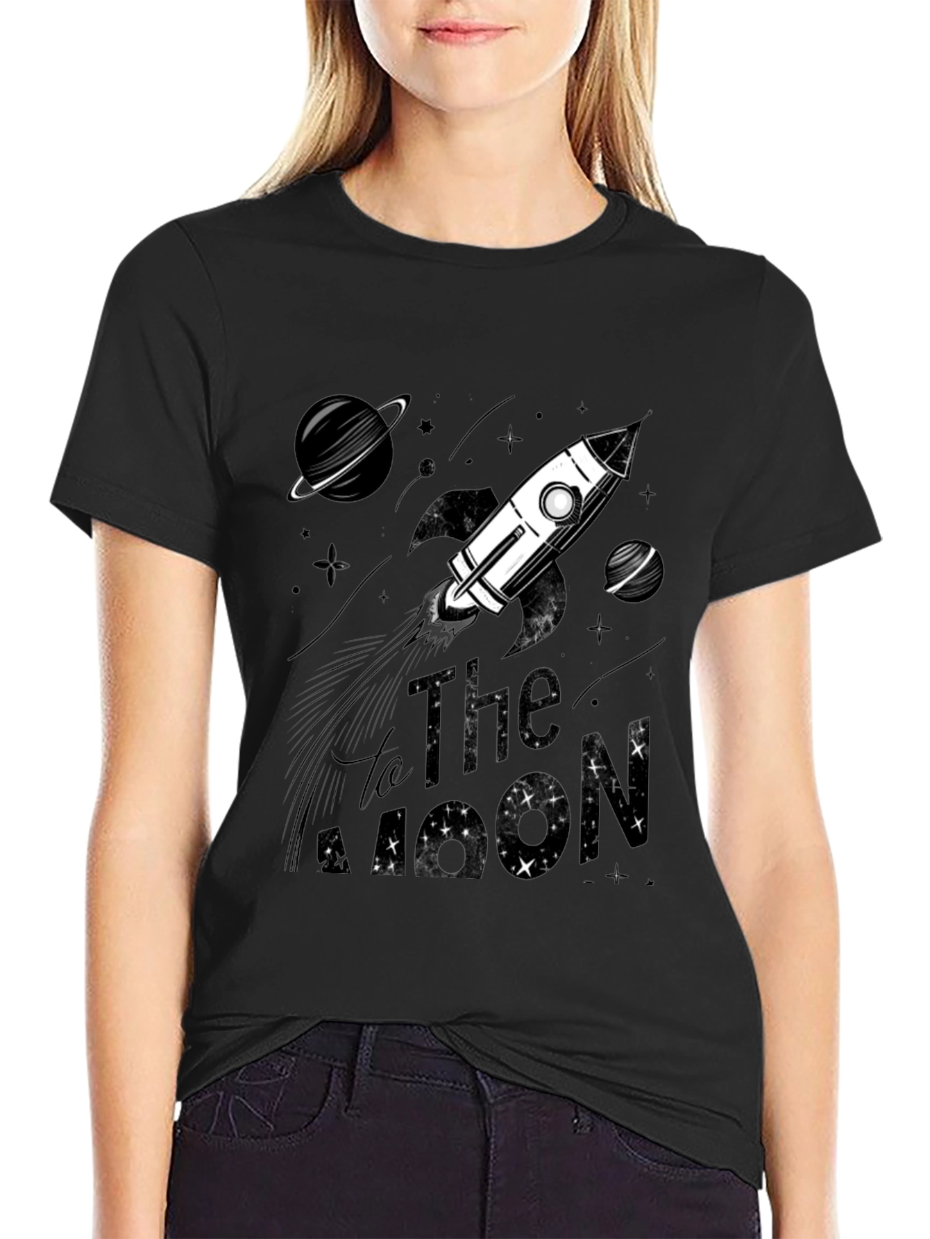 To The Moon Graphic T-Shirt - Space Rocket Tee