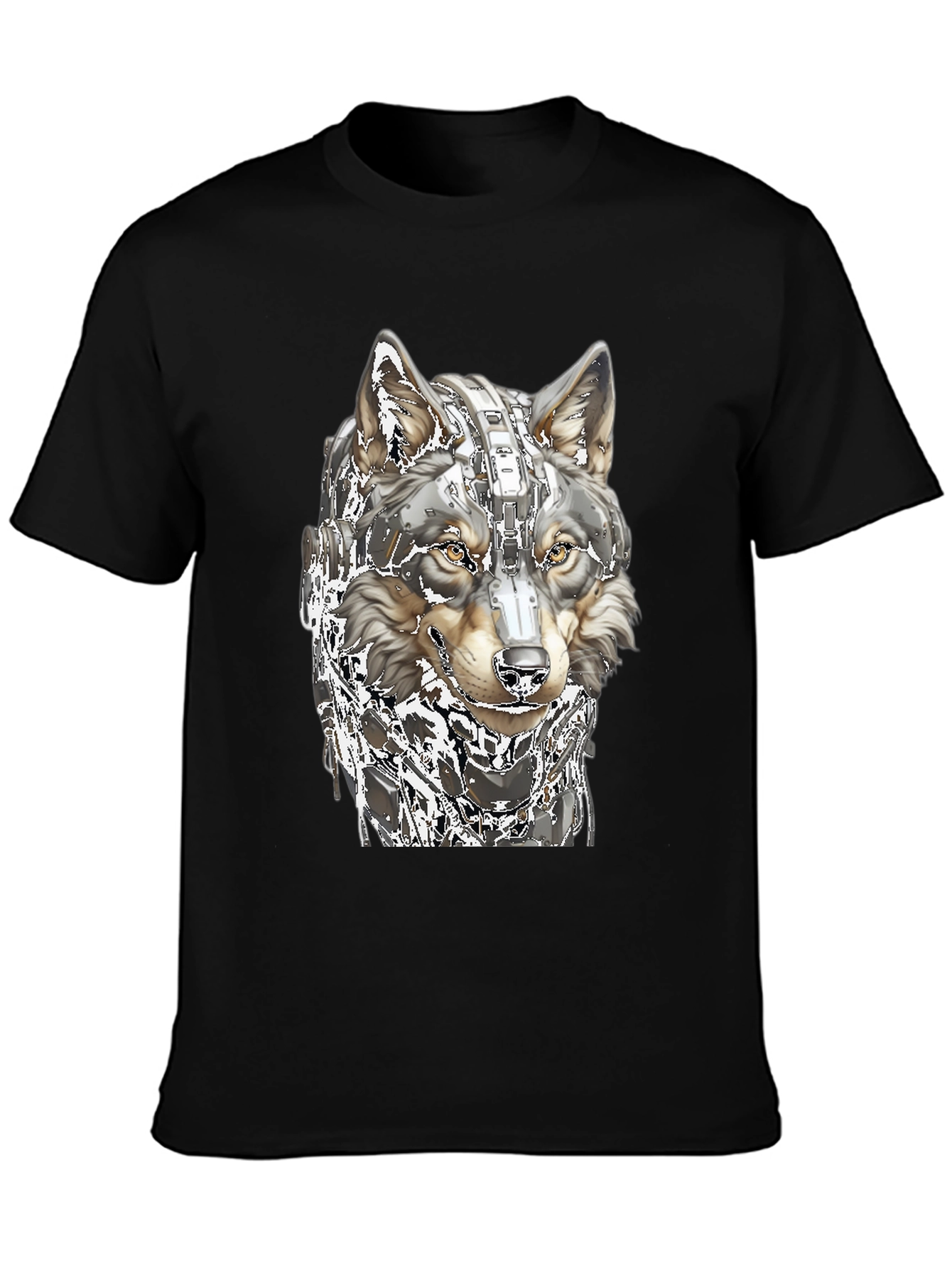 Cyber Wolf T-Shirt - Futuristic Animal Graphic Tee