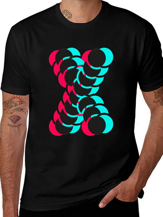 Abstract Circle Design Black T-Shirt