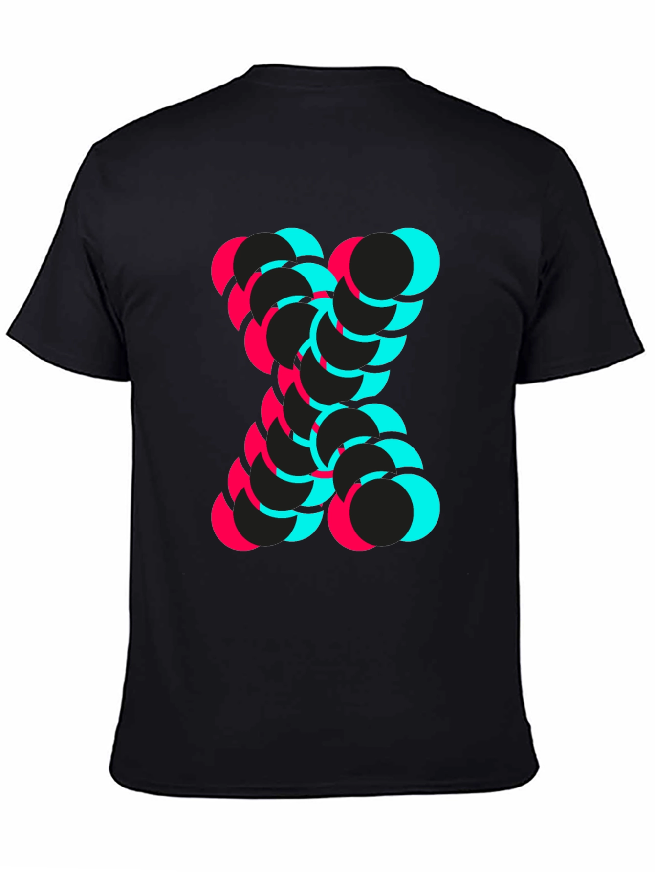 Abstract Circle Design Black T-Shirt