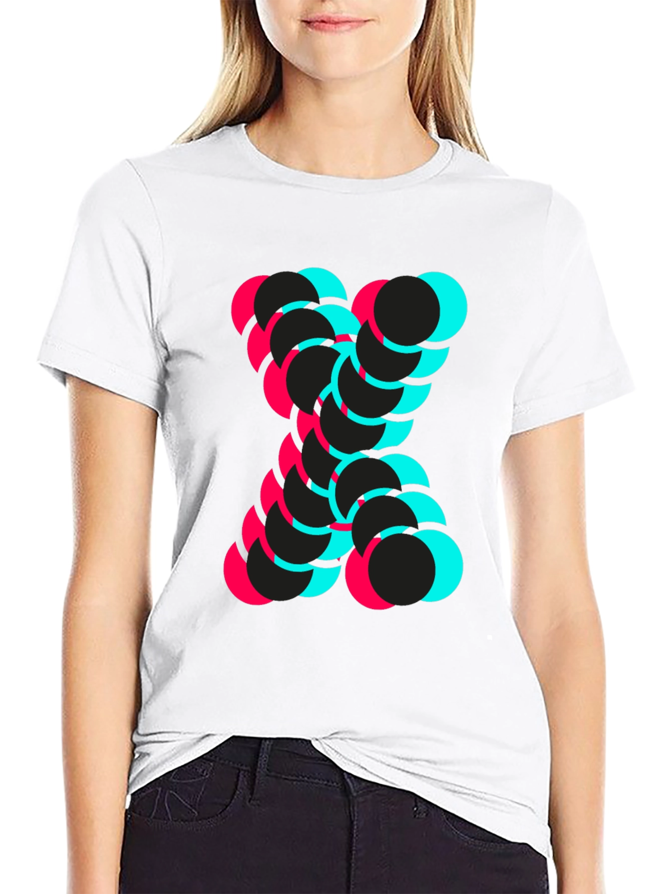 Abstract Circle Design Black T-Shirt