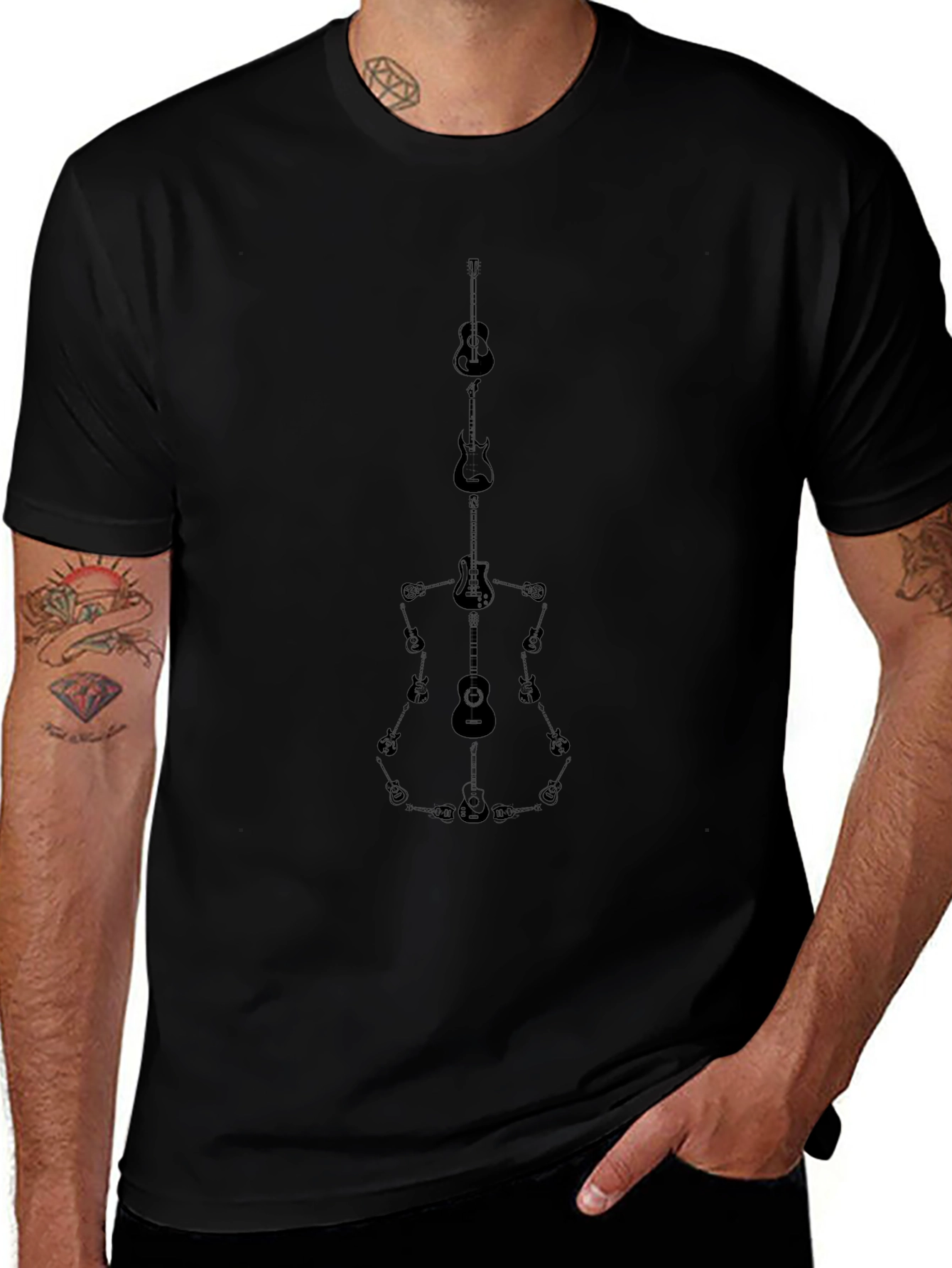 Guitar Art Tee - Musical Instrument Design