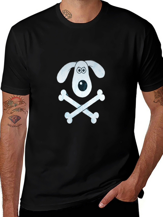 Dog & Bones Graphic T-Shirt - Black Cotton