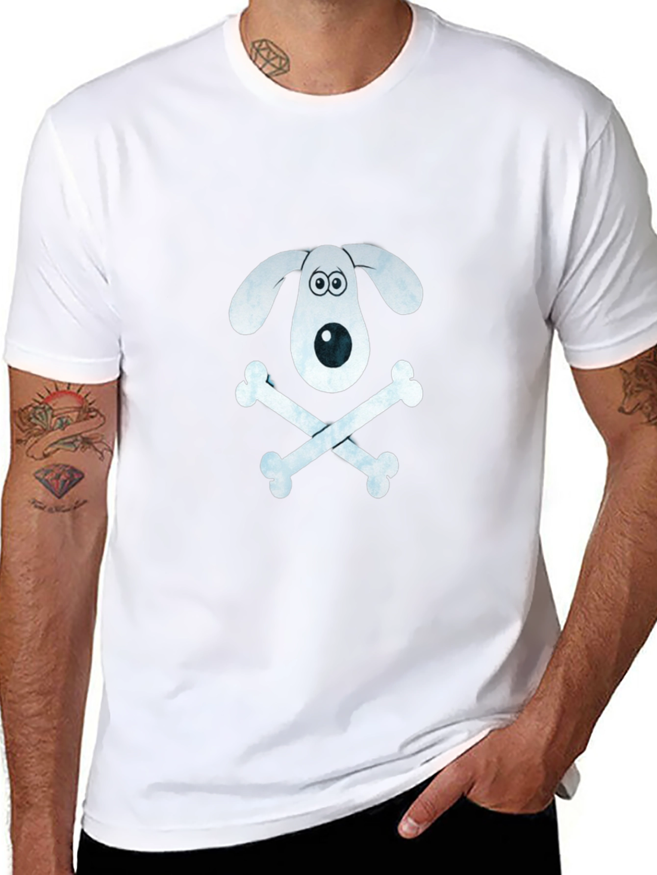 Dog & Bones Graphic T-Shirt - Black Cotton