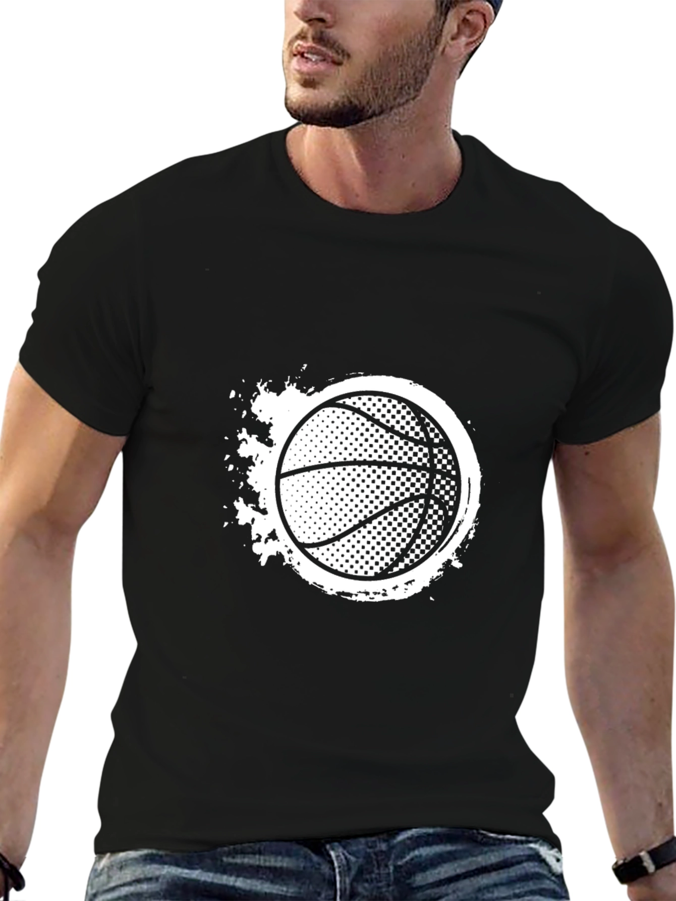 Mens Black Basketball Graphic T-Shirt