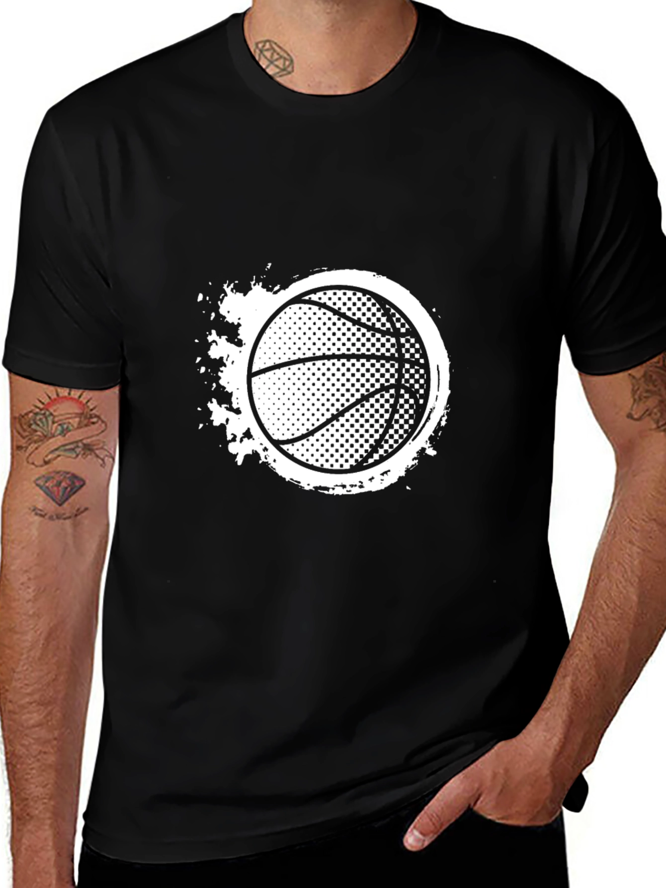 Mens Black Basketball Graphic T-Shirt