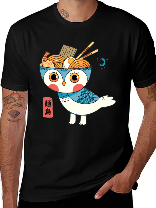 Ramen Owl Graphic Tee - Unique Japanese Style T-Shirt