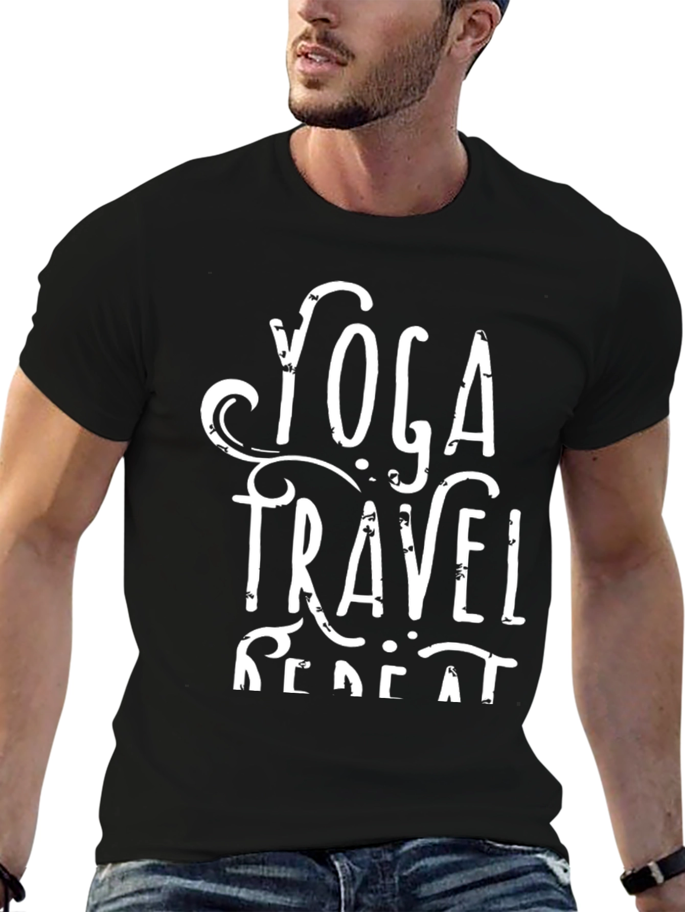 Yoga Travel Repeat Graphic Tee - Casual Style