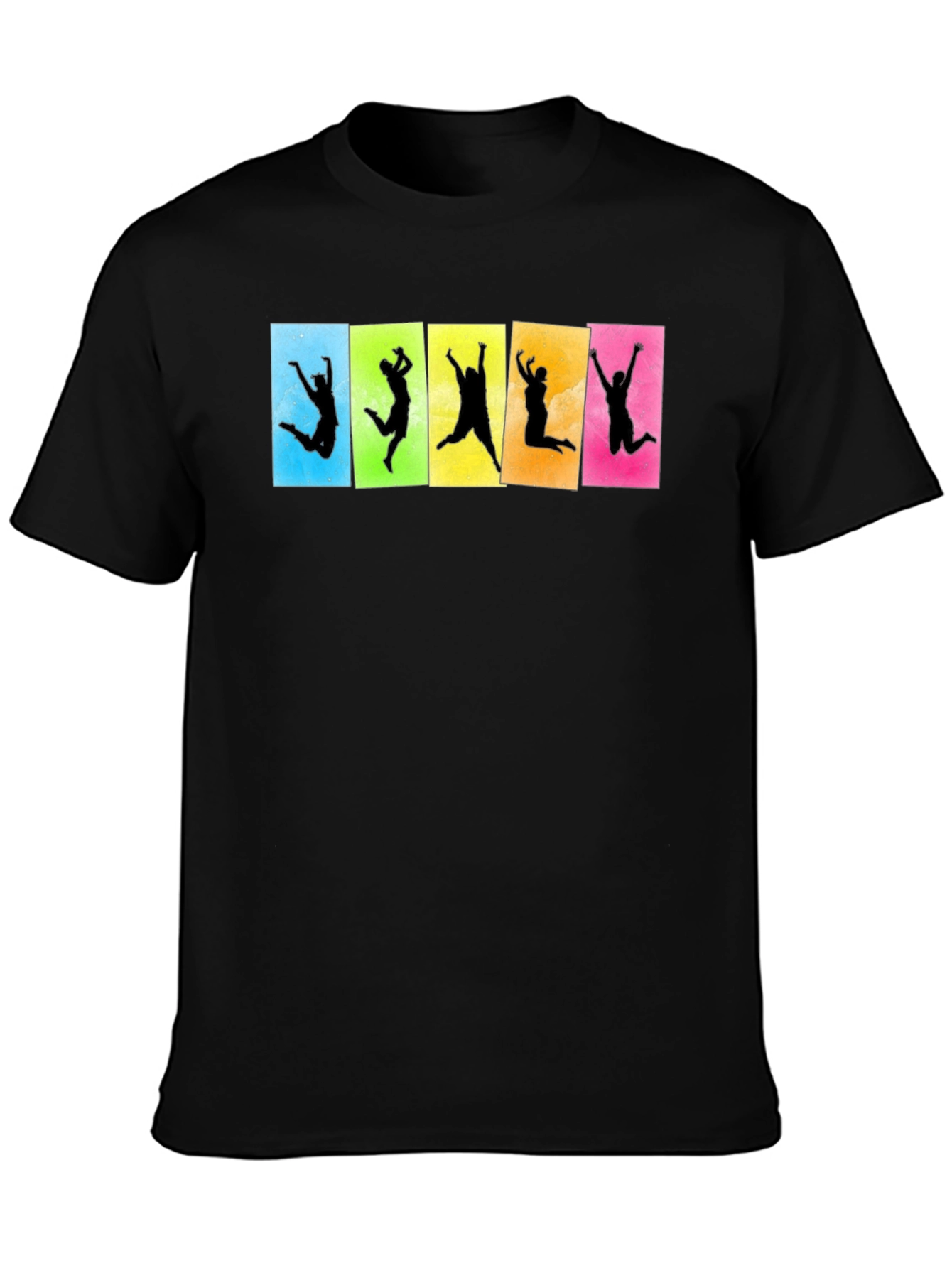 Funky Jumping Silhouette Graphic Tee - Black