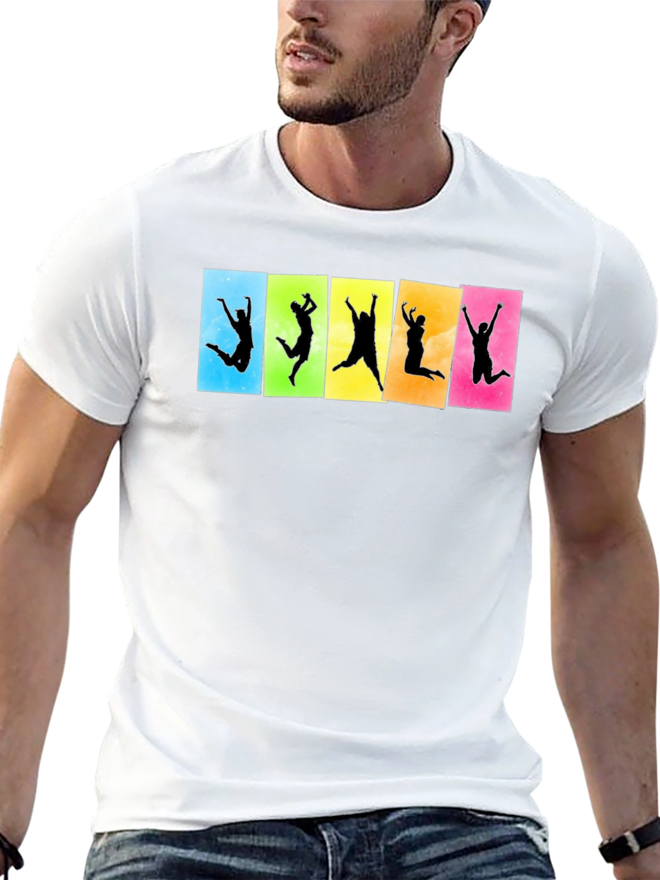 Funky Jumping Silhouette Graphic Tee - Black