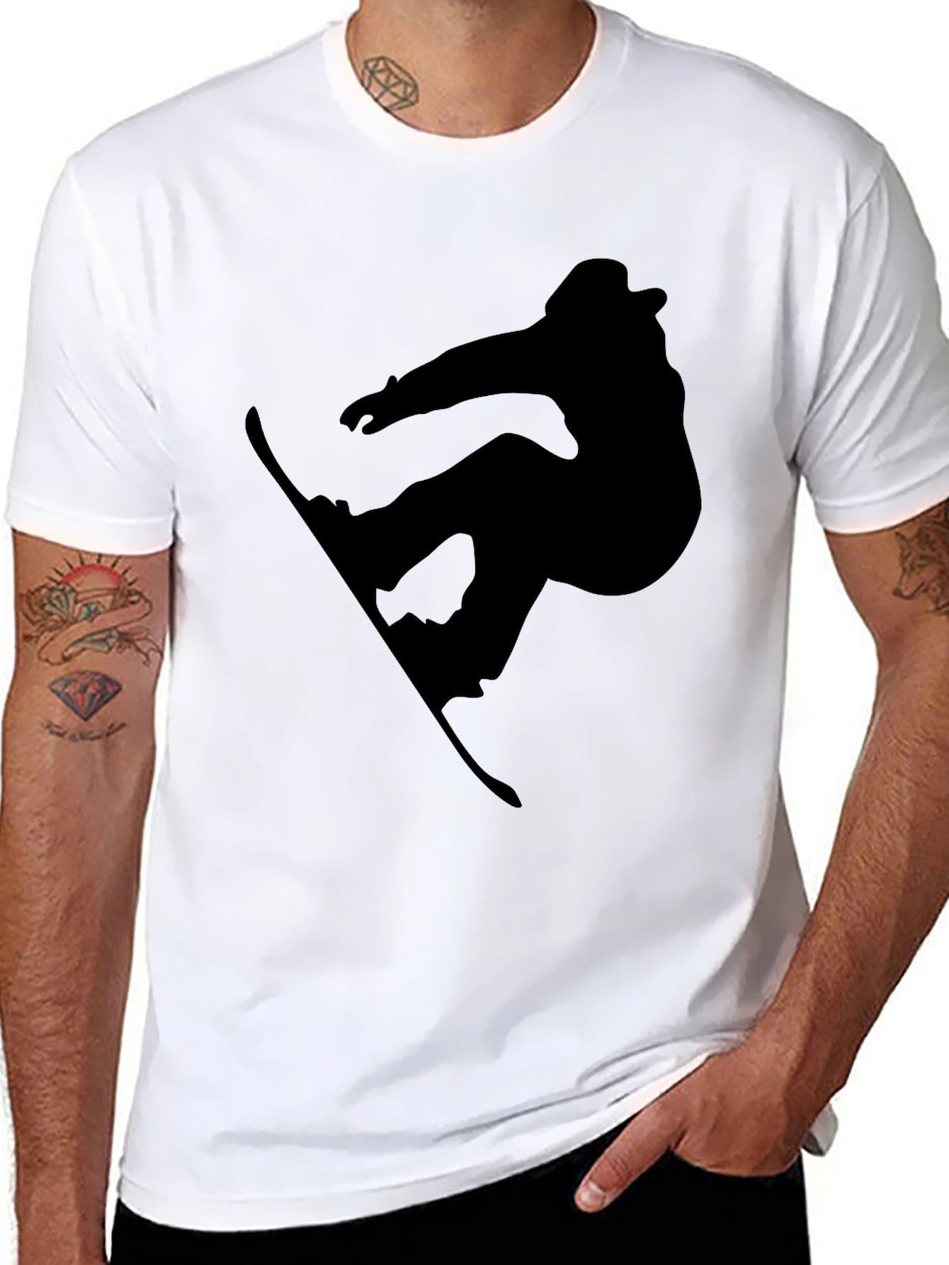 Snowboarder Silhouette T-Shirt - Black