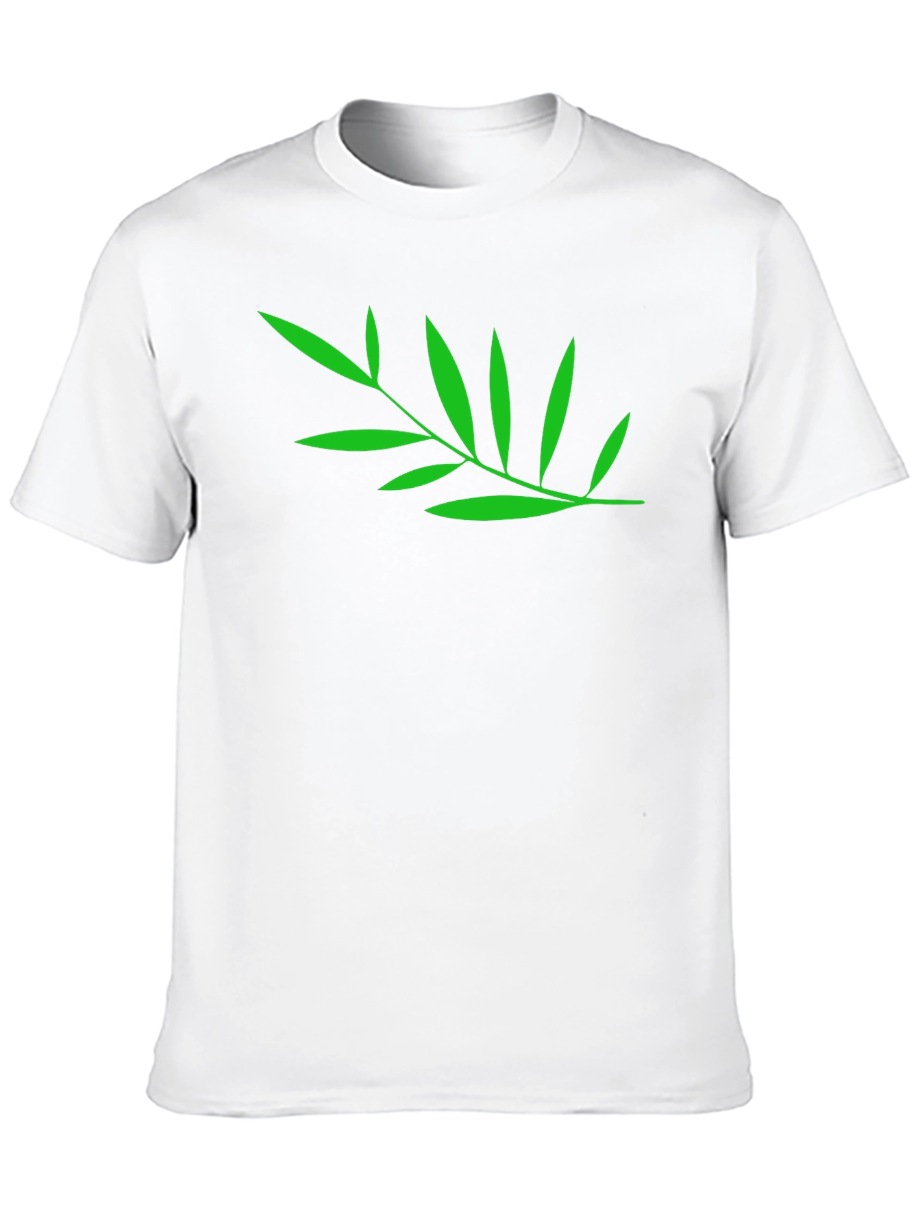 Green Leaf Black T-Shirt - Nature Inspired Casual Tee