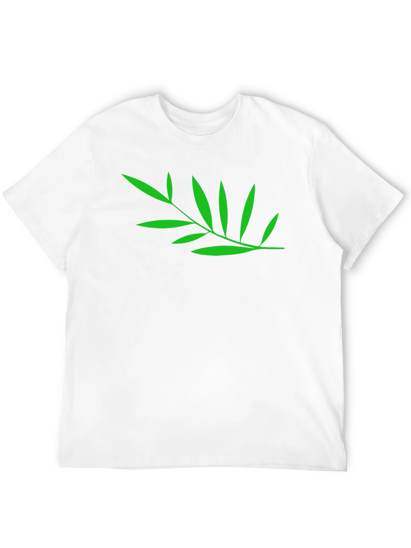 Green Leaf Black T-Shirt - Nature Inspired Casual Tee