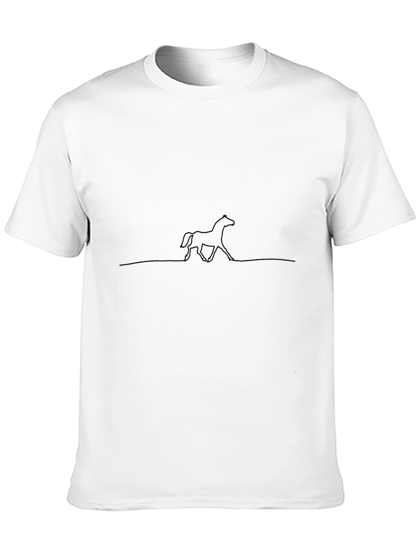 Minimalist Horse Line Art Black T-Shirt