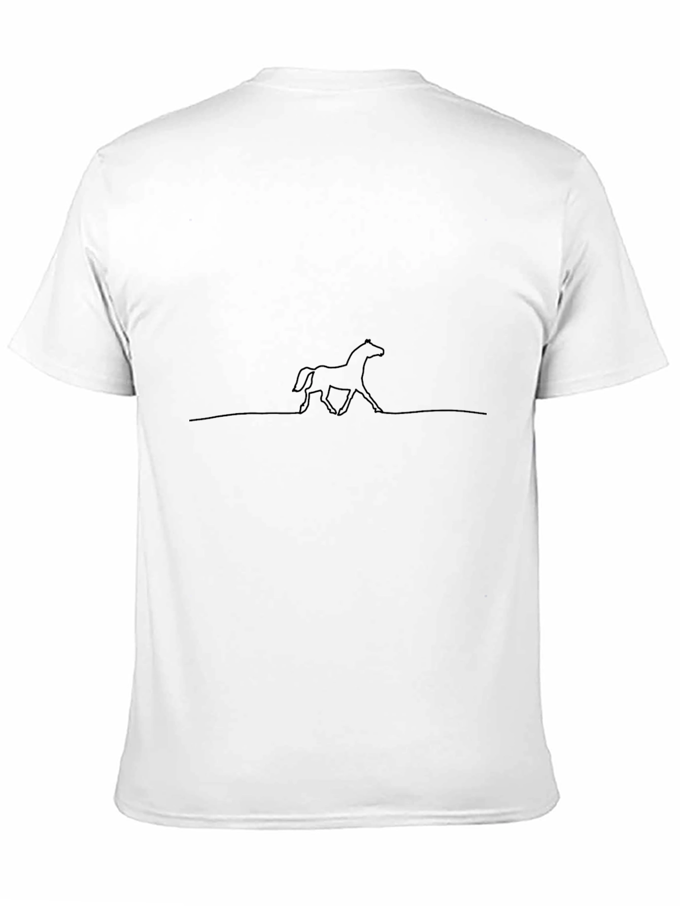Minimalist Horse Line Art Black T-Shirt