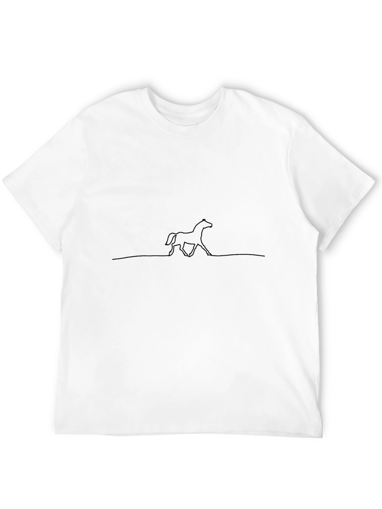 Minimalist Horse Line Art Black T-Shirt