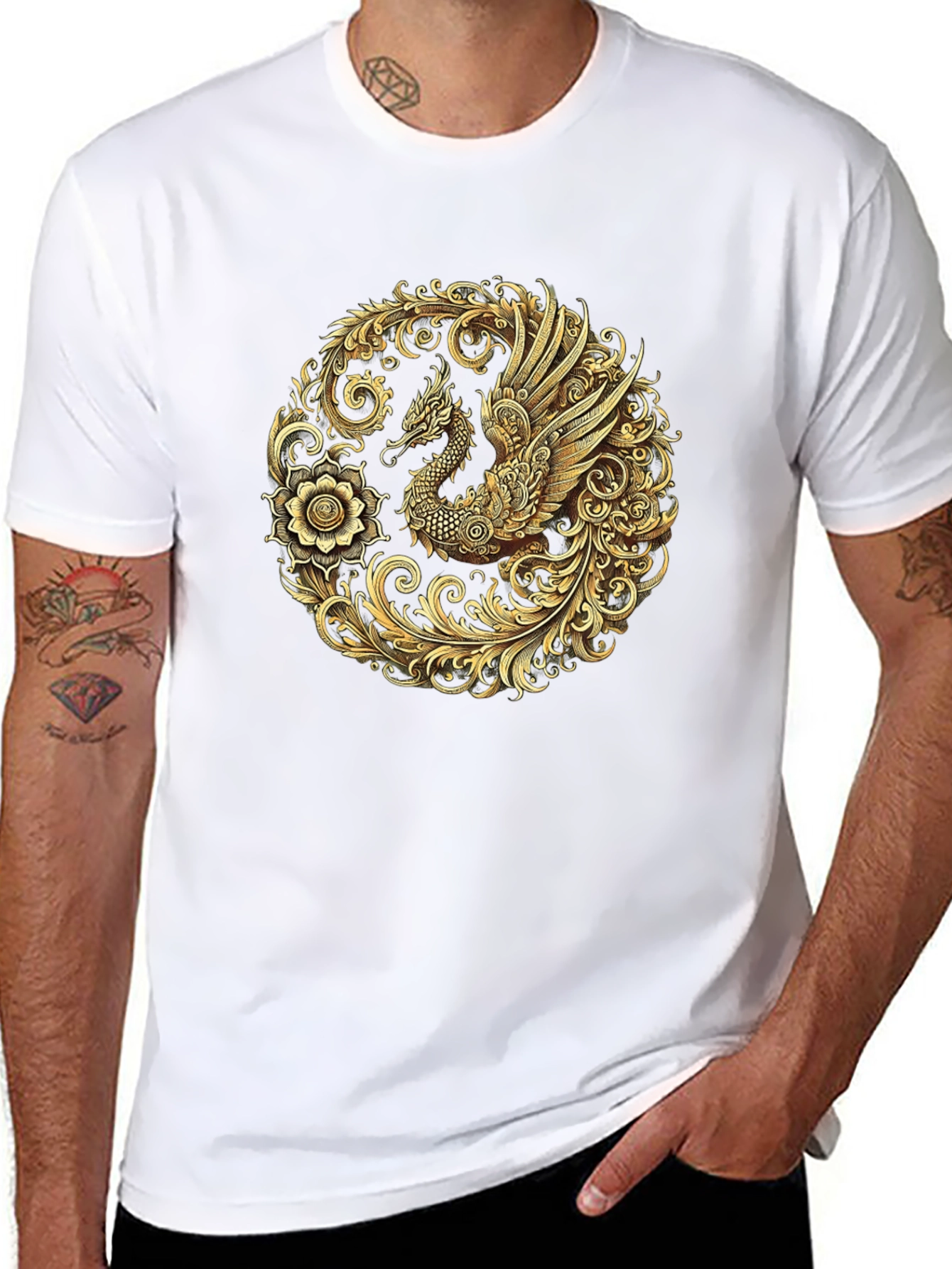 Golden Dragon Graphic Black T-Shirt