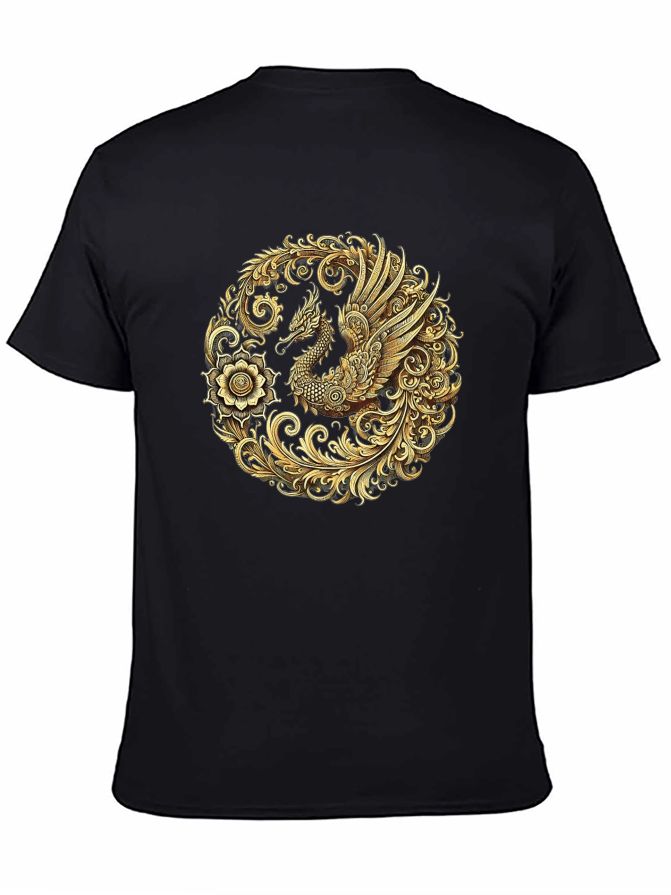 Golden Dragon Graphic Black T-Shirt