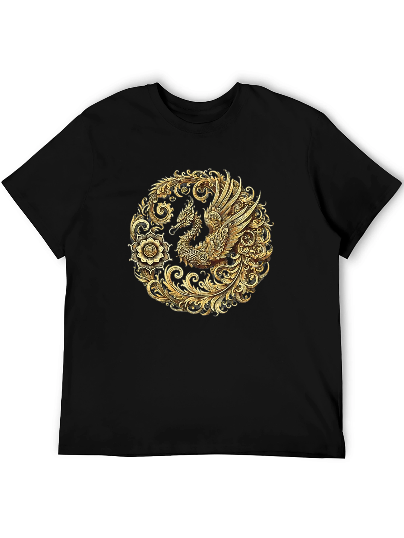 Golden Dragon Graphic Black T-Shirt
