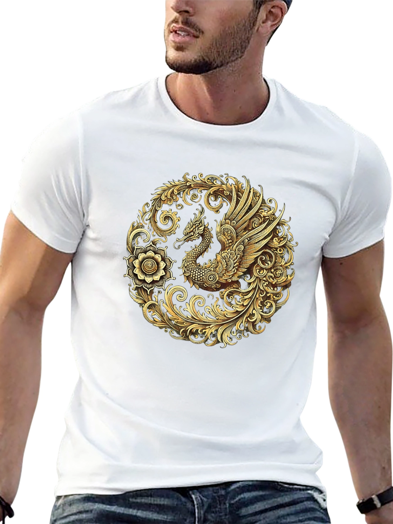 Golden Dragon Graphic Black T-Shirt