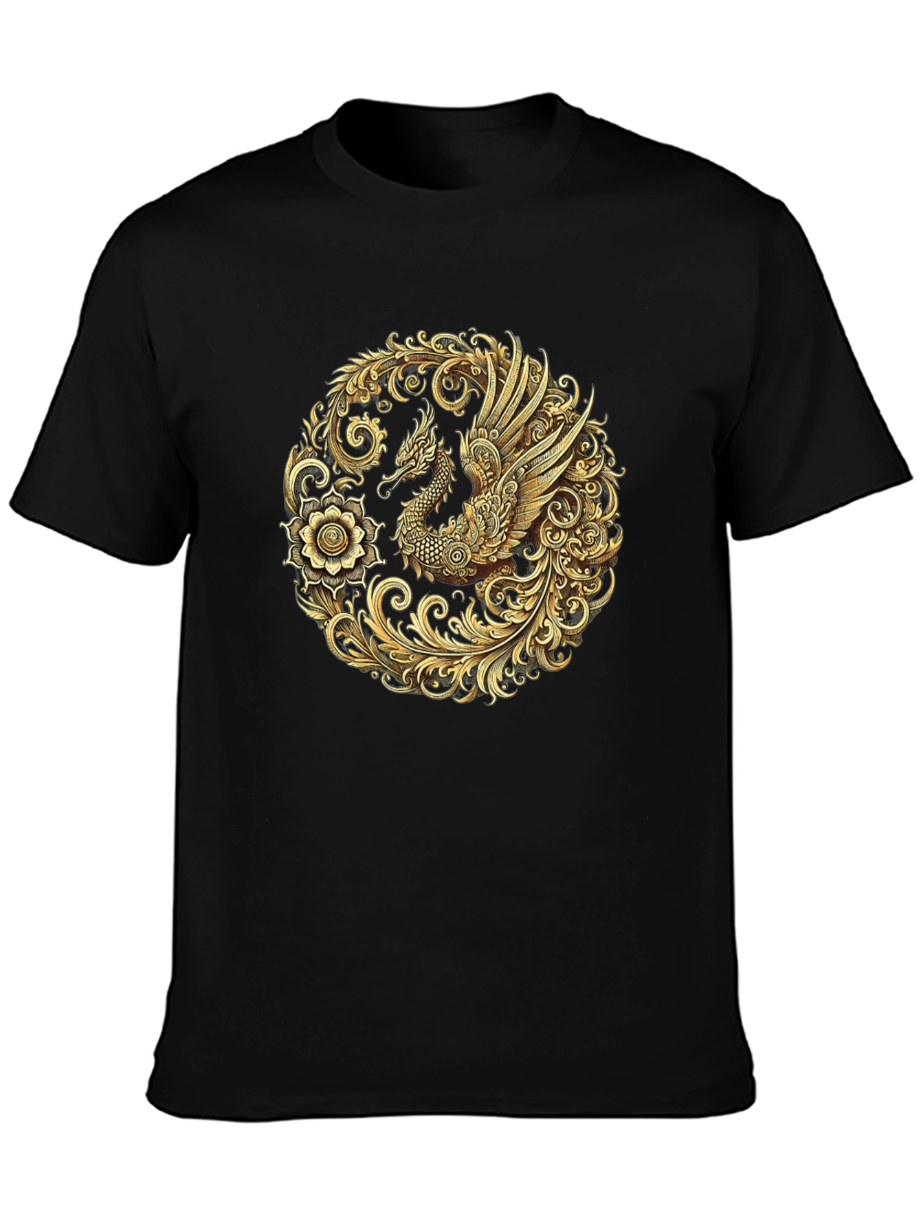 Golden Dragon Graphic Black T-Shirt