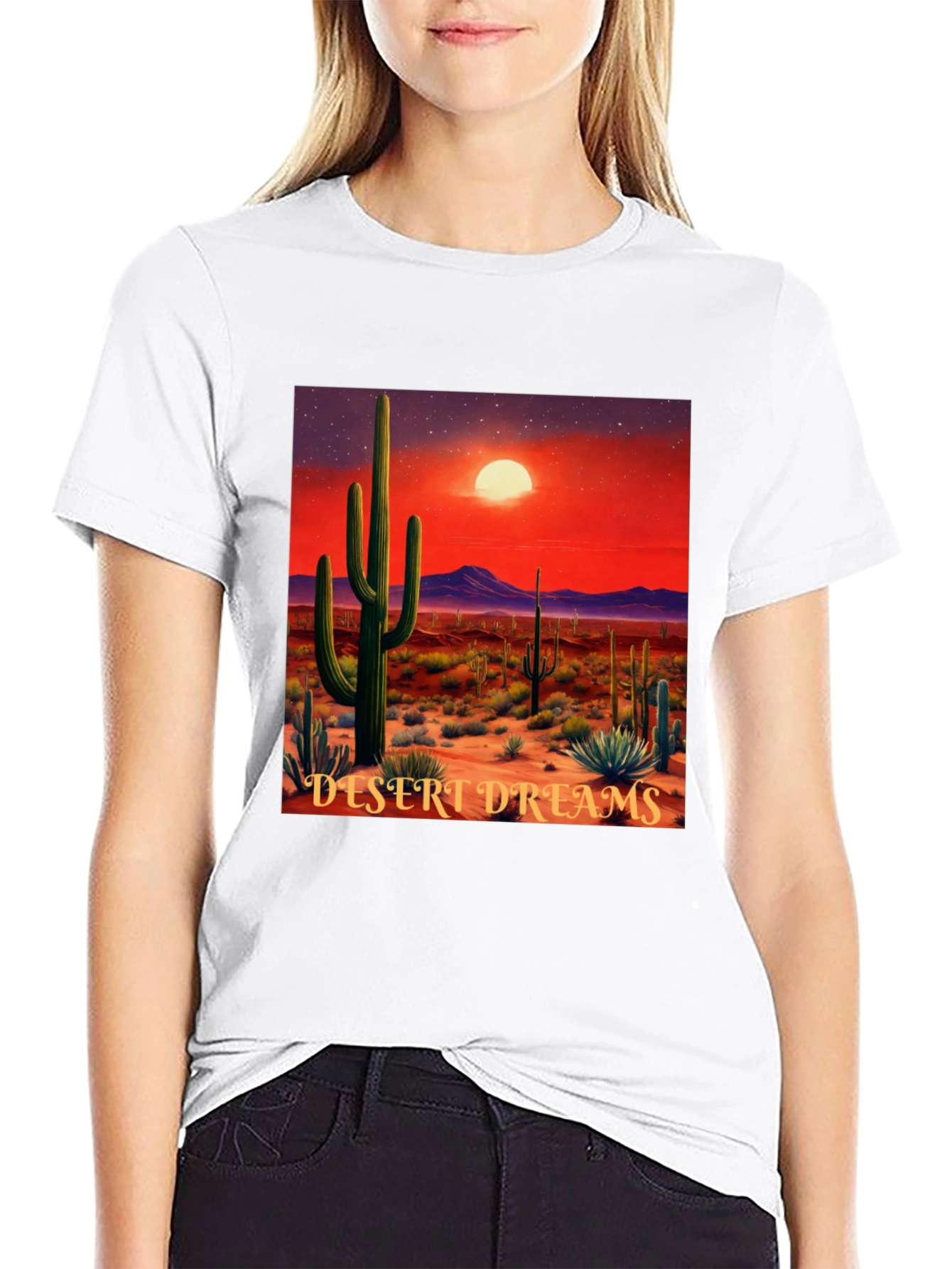 Desert Dreams Graphic T-Shirt - Black Cotton Tee