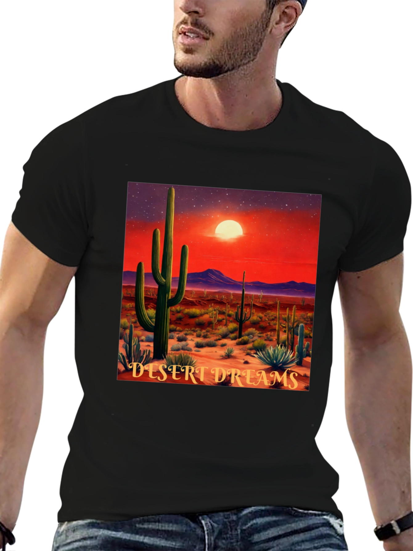 Desert Dreams Graphic T-Shirt - Black Cotton Tee