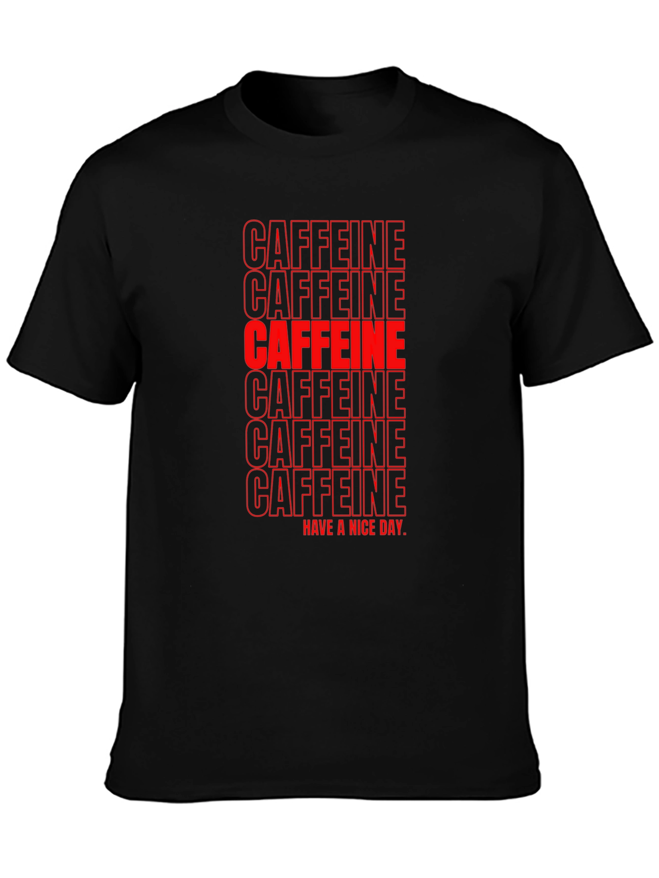 Caffeine T-Shirt - Black with Red Lettering