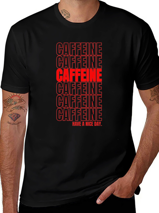 Caffeine T-Shirt - Black with Red Lettering