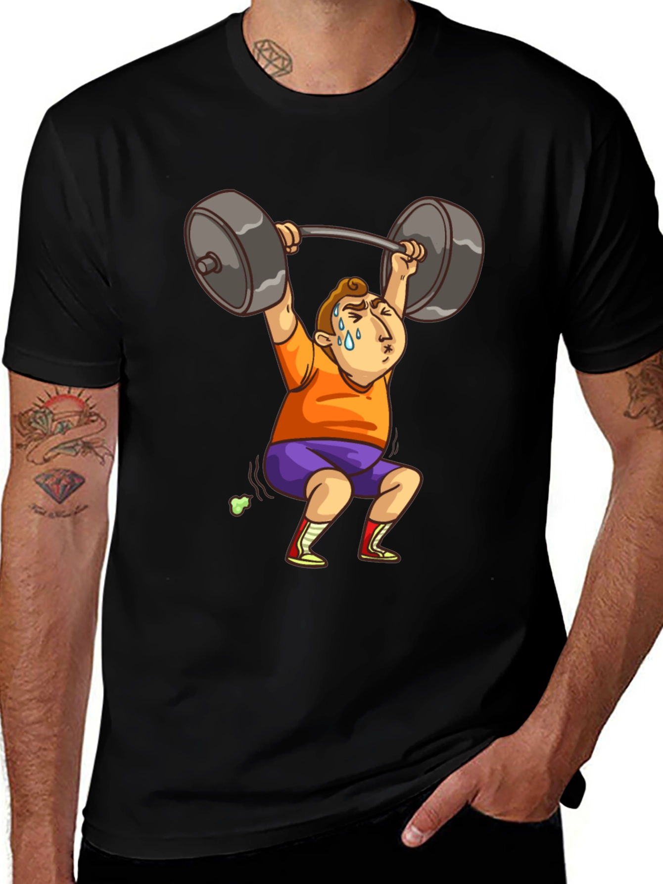 Funny Weightlifter Cartoon T-Shirt