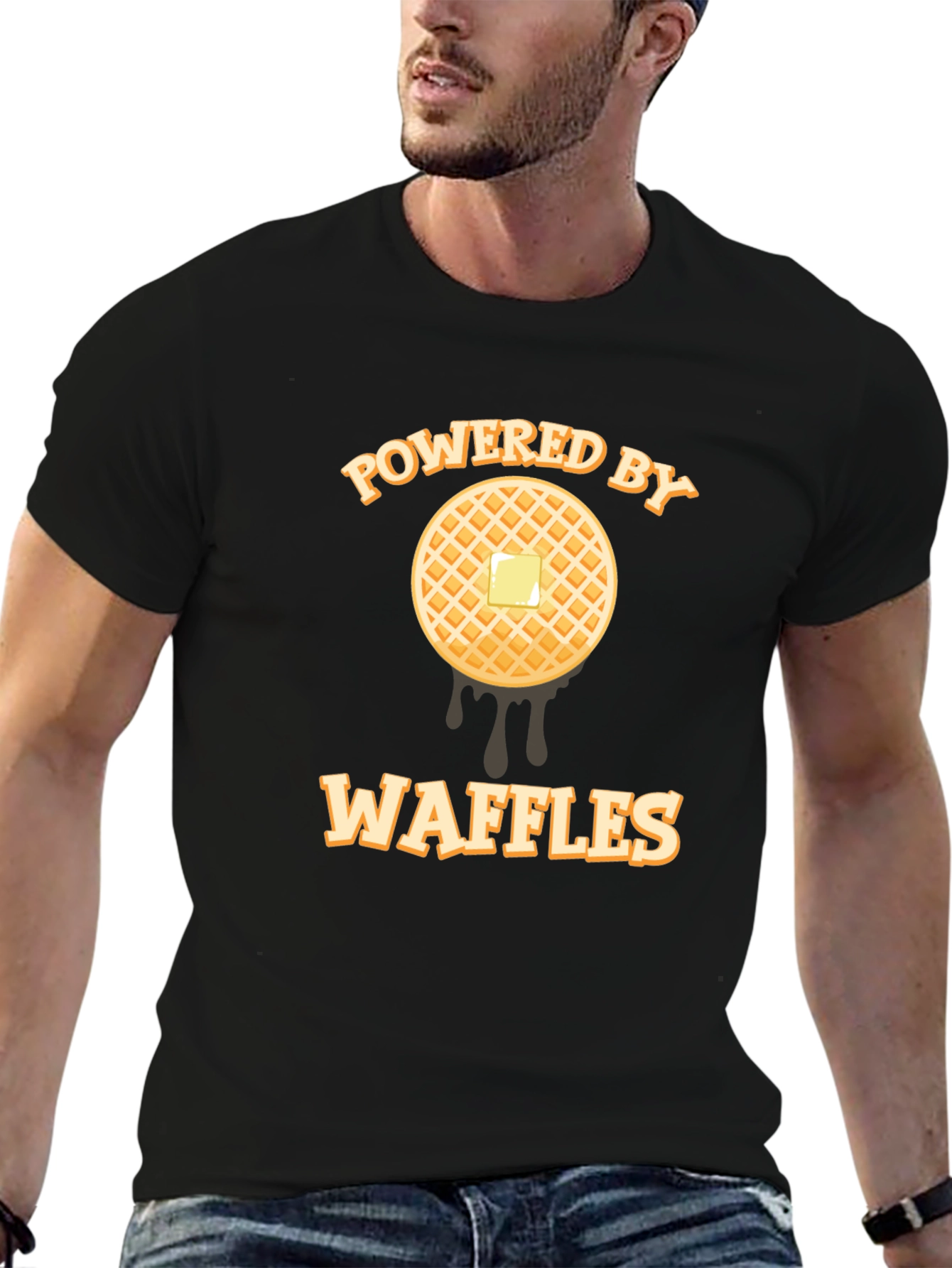 Powered By Waffles T-Shirt - Foodie Apparel