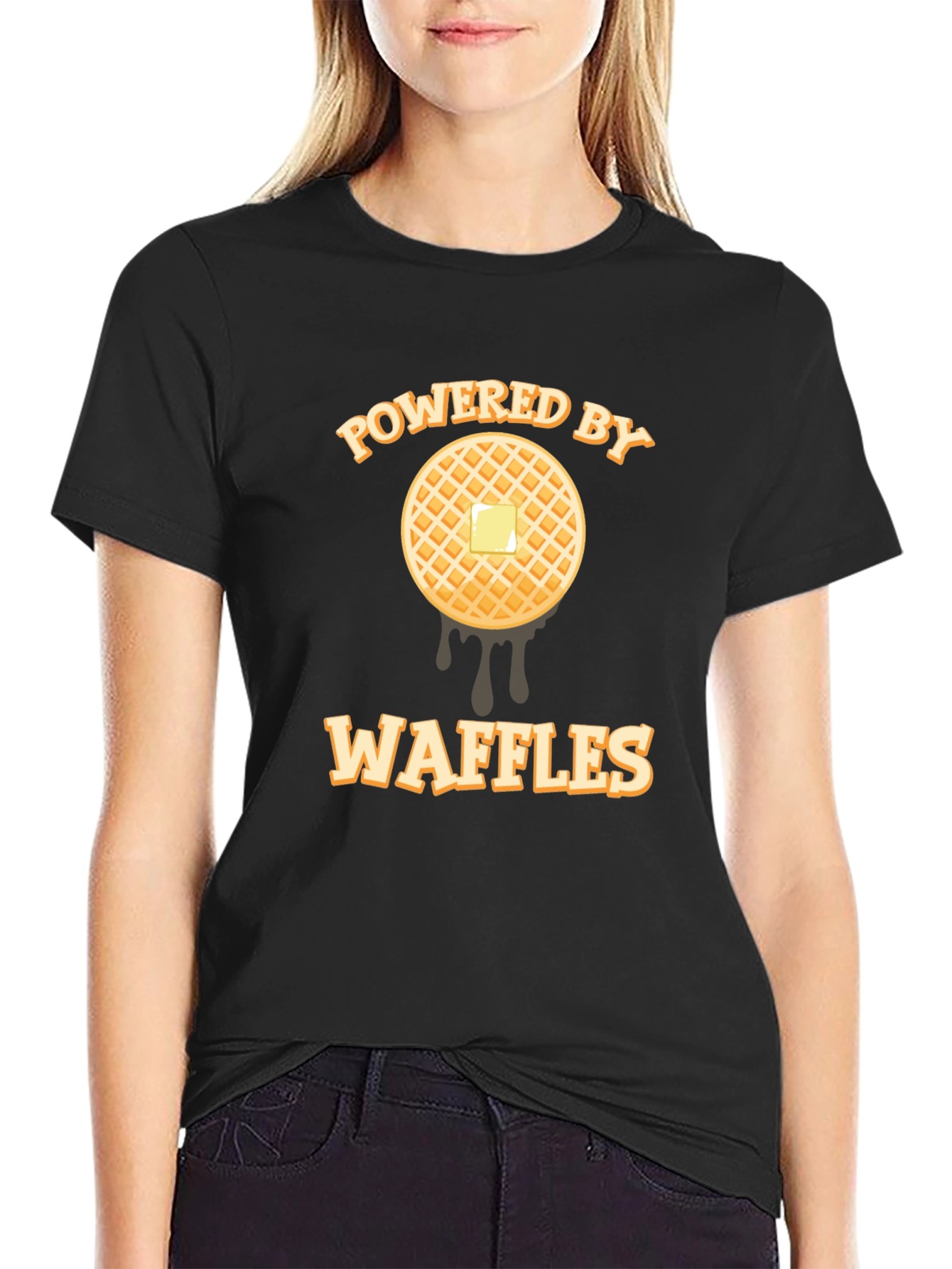 Powered By Waffles T-Shirt - Foodie Apparel